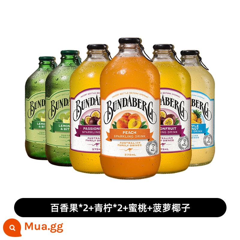 Úc Bundesberg soda bundaberg gừng nước gừng khô nước chanh nước có ga nước giải khát nhập khẩu hàng đầu cửa hàng - [6 chai] chanh dây*2+chanh*2+đào+dứa dừa