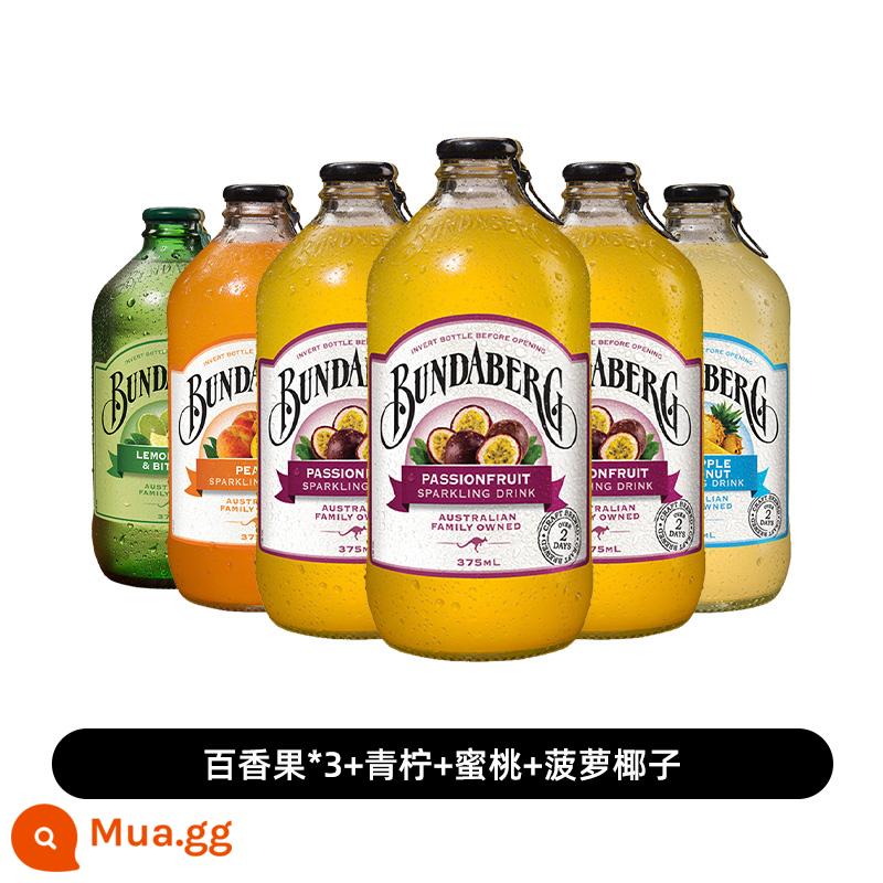 Úc Bundesberg soda bundaberg gừng nước gừng khô nước chanh nước có ga nước giải khát nhập khẩu hàng đầu cửa hàng - [6 vị] chanh dây*3+chanh+đào+dứa dừa