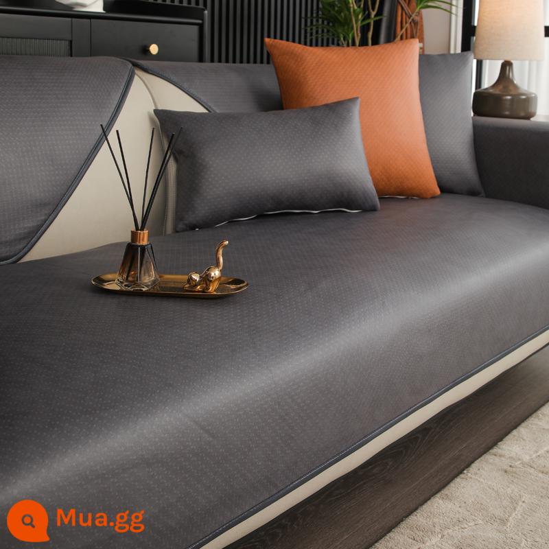 Đệm sofa không thấm nước ánh sáng hiện đại sang trọng công nghệ cao vải chống trượt chống nước tiểu bốn mùa đệm ghế lông chống dính phổ quát - Vải kỹ thuật-màu xám đậm