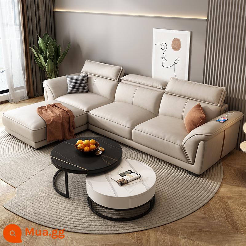 Sofa phong cách Bắc Âu màu kem vải công nghệ không giặt 2022 new lazy 4 hàng thẳng kiểu lưới đỏ - Phi tần trái phải xin ghi chú