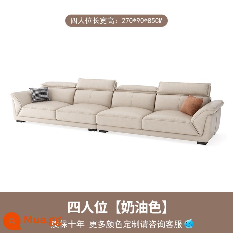 Sofa phong cách Bắc Âu màu kem vải công nghệ không giặt 2022 new lazy 4 hàng thẳng kiểu lưới đỏ - Bốn người