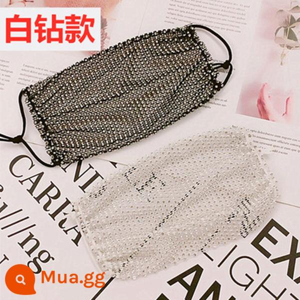 Mặt nạ sequin nạm kim cương nữ thần thoáng khí mùa hè flash cầu vồng màu gradient mùa hè rhinestone kim cương làm đẹp lưới đỏ - Đen + Trắng [Kim cương trắng] Tổng cộng 2 chiếc