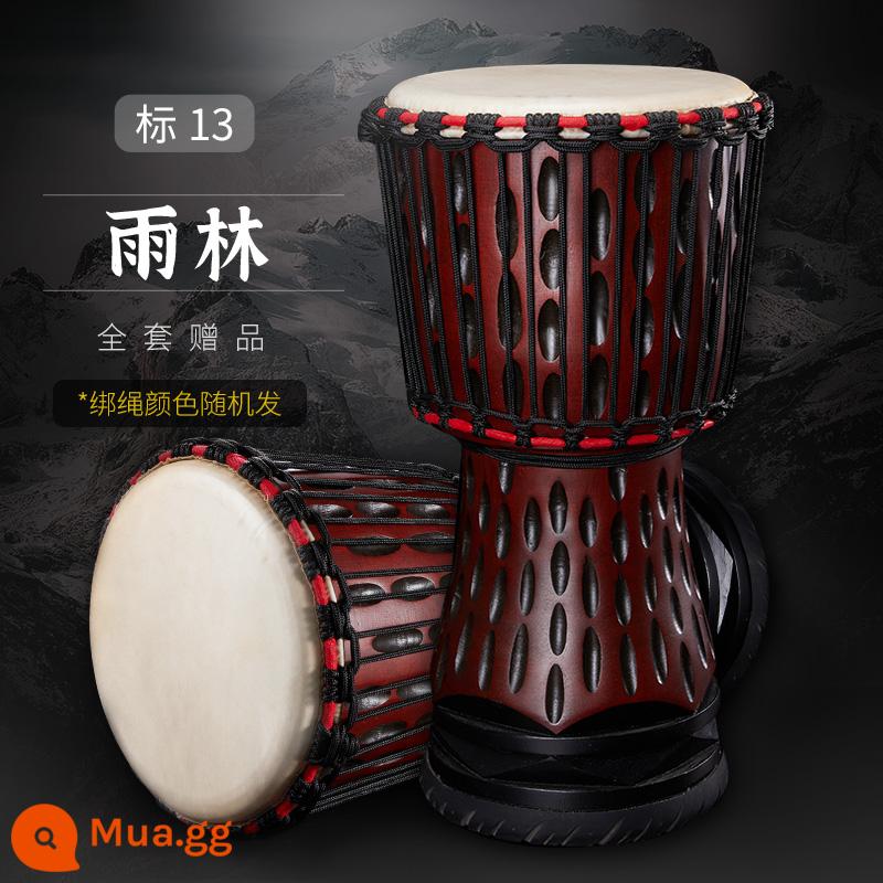 Qiangu Châu Phi tambourine lớn trưởng thành Lệ Giang Vân Nam bài hát dân ca tiêu chuẩn chuyên nghiệp nhạc cụ gõ da cừu thương hiệu hàng đầu cửa hàng - [Rừng nhiệt đới] Mark 13