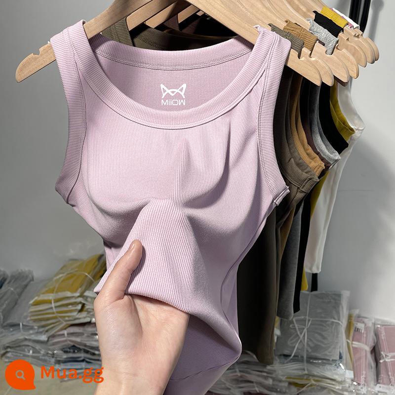 Catman Modal vest nữ mặc bên trong dây đeo vai rộng sling nhỏ ren dệt kim đáy top mùa hè che ngực - Taro Purple