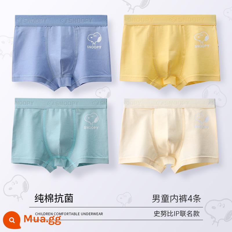 Quần lót trẻ em bé trai bé quần cotton trẻ em 100% cotton cotton 100% modal boy quần đùi bé trai lớn - G521 Snoopy (cotton nguyên chất không pp kháng khuẩn) 4 miếng