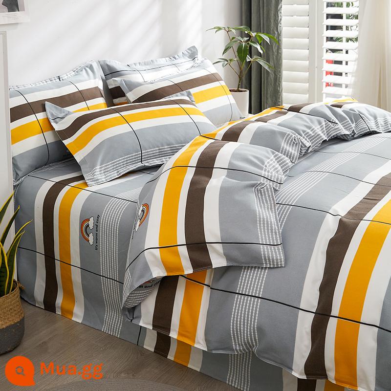 Vỏ chăn một mảnh cotton nguyên chất đơn và đôi mùa thu đông 1,5 mét ký túc xá 150x200x230 vỏ chăn dày chải 180 - tâm trạng màu sắc