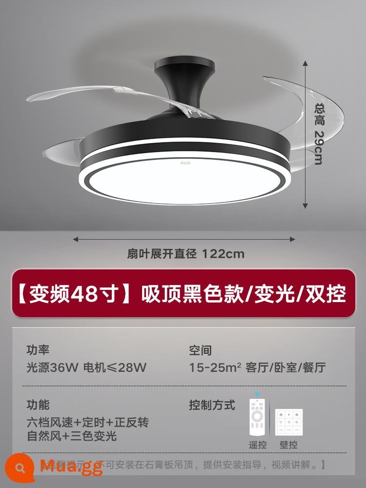 Đèn quạt trần Oaks Đèn quạt trần Phòng ăn Phòng khách Đèn tắt tiếng tại nhà Phòng ngủ hiện đại sang trọng Đèn treo trần tích hợp Đèn quạt trần tích hợp - [Toàn phổ] Đen 48 inch - tần số thay đổi 6 tốc độ gió - ánh sáng thay đổi - cắt đôi