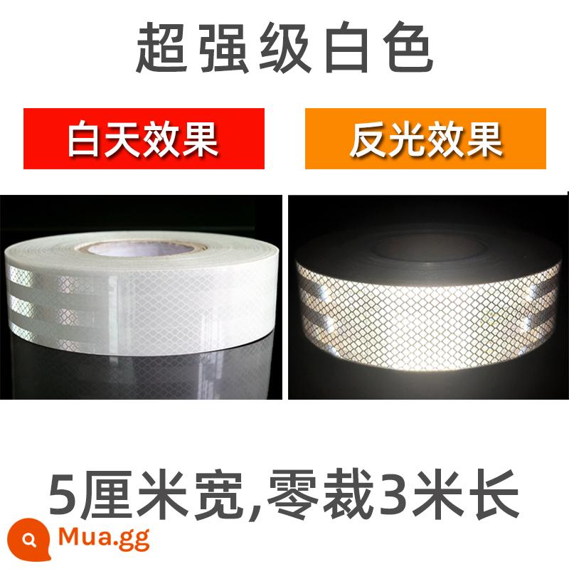 5cm siêu mạnh ban đêm miếng dán phản quang dải cột cảnh báo giao thông chống va chạm dấu hiệu cảnh báo miếng dán băng dạ quang nổi bật - Siêu cấp-trắng-5cm*3m