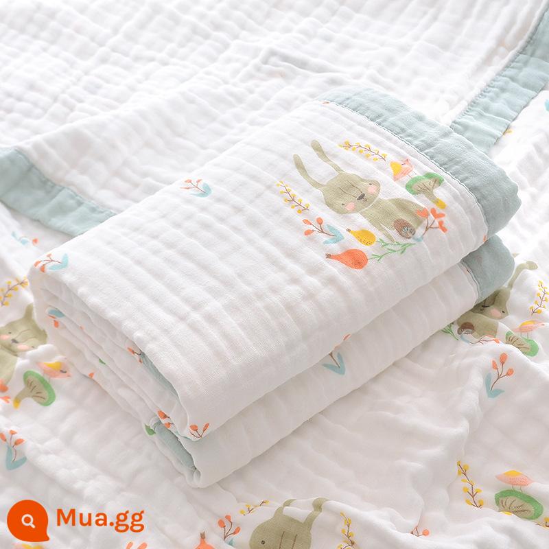 Gạc cho bé Khăn tắm cho bé sơ sinh cotton siêu mềm trẻ em sơ sinh cotton nguyên chất loại A thấm nước nhanh khô 6 lớp xuân hè - Vườn thỏ bông gạc 6 lớp rộng rãi - Kích thước: 110x110cm