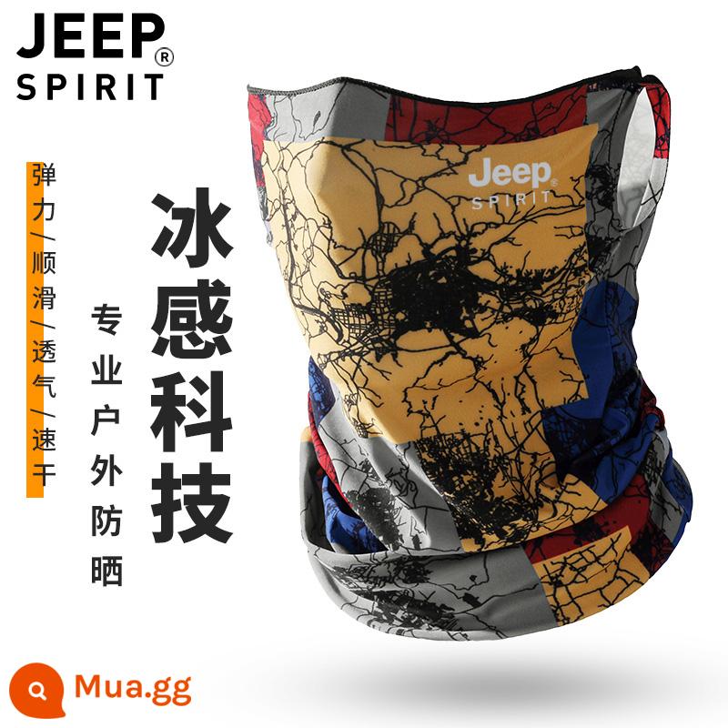 JEEP ice lụa che cổ nam khẩu trang chống nắng toàn mặt cổ chống tia cực tím mùa hè khăn mỏng thể thao khẩu trang nam - National Geographic (phiên bản móc tai)