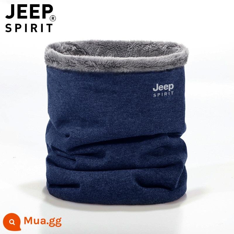 Cổ xe JEEP cotton nguyên chất dành cho nam và nữ mùa thu đông ấm áp bảo vệ cổ cổ nhỏ đi xe đạp ngoài trời khăn lạnh mặt nạ chống gió - Màu xanh hải quân (cộng với nhung)