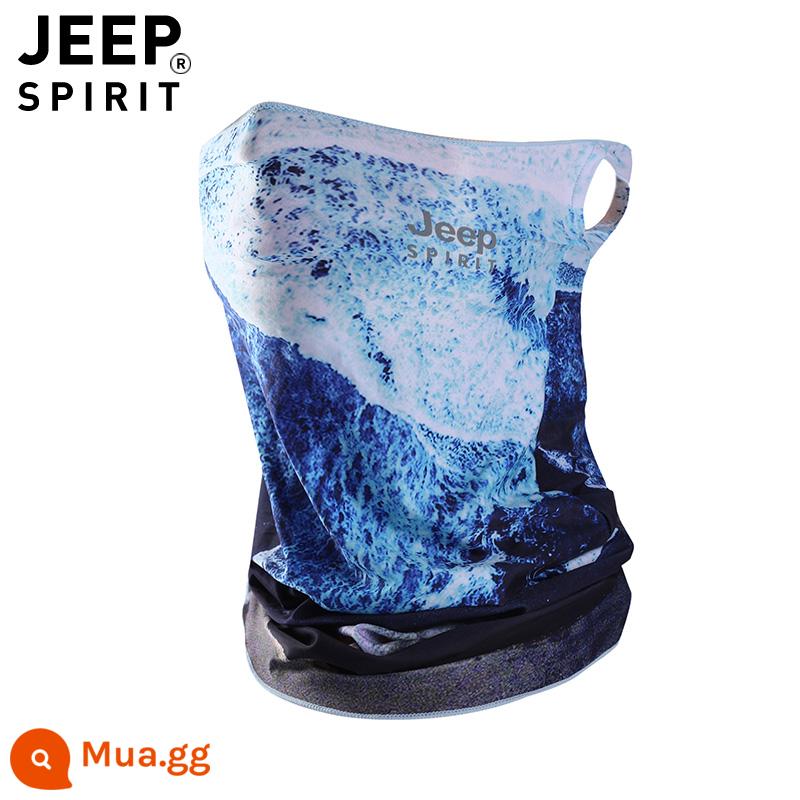 JEEP ice lụa che cổ nam khẩu trang chống nắng toàn mặt cổ chống tia cực tím mùa hè khăn mỏng thể thao khẩu trang nam - Glacier Blue (kiểu móc tai)