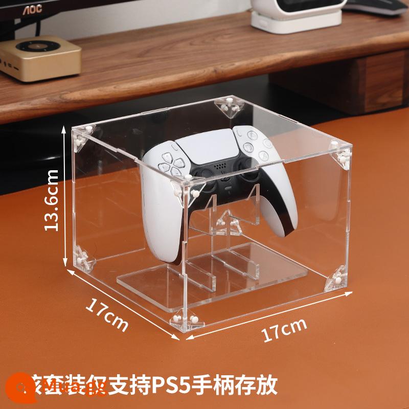 Tay cầm PS5 acrylic khung che bụi kết hợp máy tính để bàn chơi game PS4 2 lớp tay cầm đa năng khung che bụi - Giá đỡ trong suốt đáy vuông + tấm che bụi một lớp