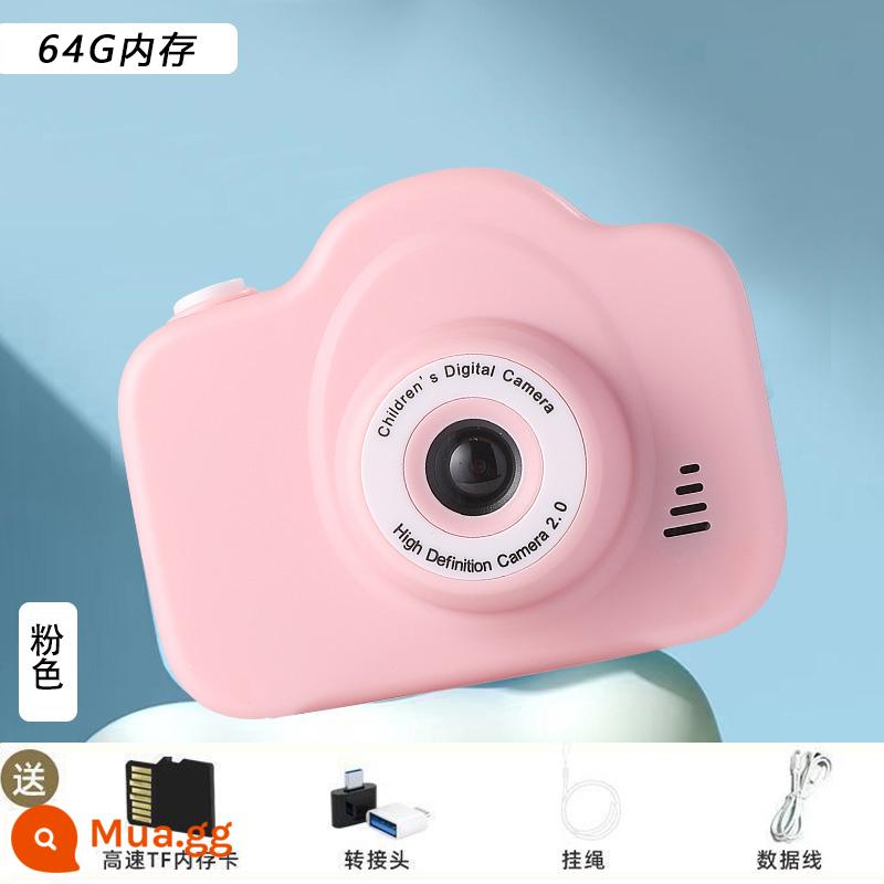 Sinh Viên Đảng Camera Di Động Ảnh Độ Nét Cao Mini Có Thể In Quà Sinh Nhật Camera Trẻ Em Đồ Chơi Trẻ Em - A03 hồng [Camera kép HD] kèm thẻ nhớ 64G