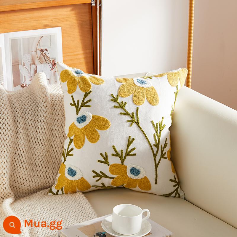 Mỹ mục vụ ánh sáng sang trọng cao cấp thêu gối sofa phòng khách cao cấp đầu giường đệm lưng gối không chứa lõi - Gối thêu cây hoa hồng Shuduo