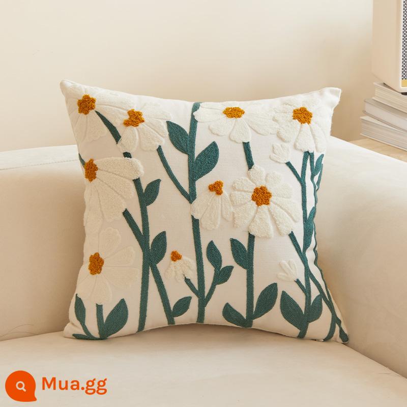 Mỹ mục vụ ánh sáng sang trọng cao cấp thêu gối sofa phòng khách cao cấp đầu giường đệm lưng gối không chứa lõi - Gối vườn hoa cúc