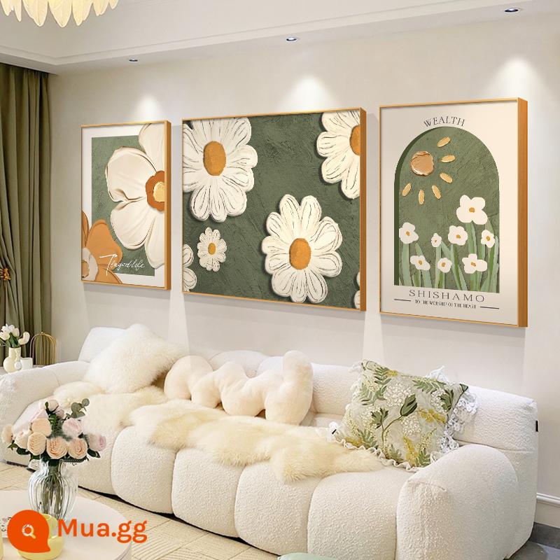 Hiện đại tối giản trang trí phòng khách sơn kết cấu cảm giác sofa nền treo tường sơn kem phong cách Bắc Âu hoa bộ ba bức tranh tường - Phòng loại H-lãng mạn