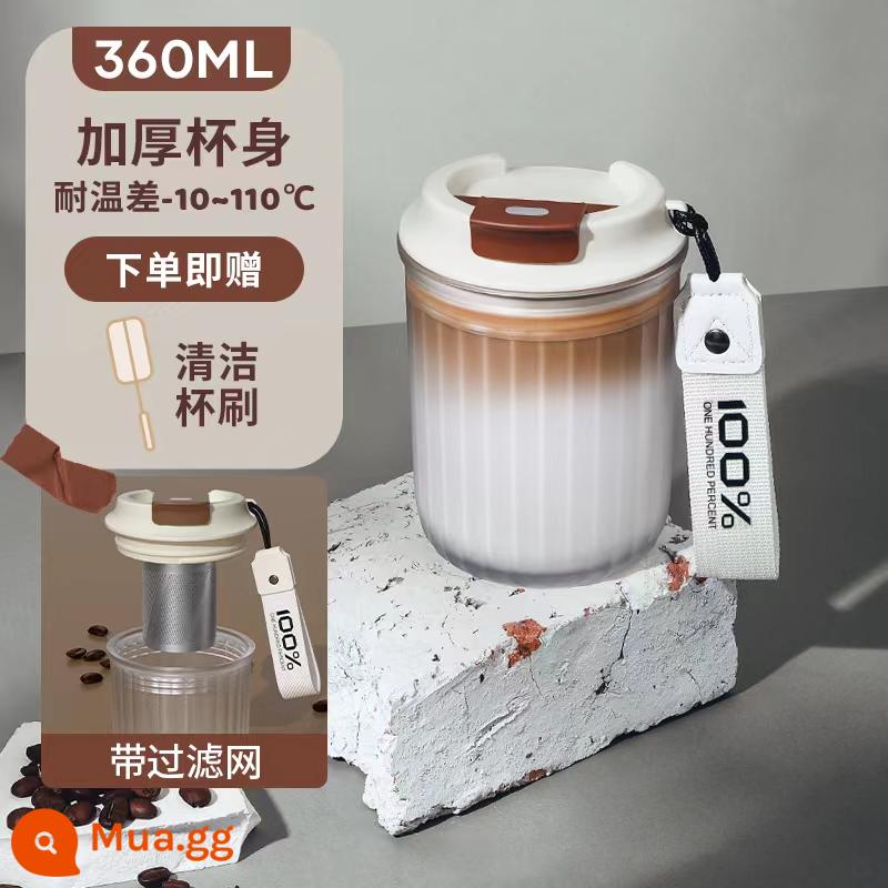 Cốc cà phê 100% phủ sương có giá trị cao cốc đi kèm nam nhỏ và tinh tế cốc nước di động mùa hè cho nữ cốc tritan đi kèm - [Bình sữa Tritan loại cho bé] Cà phê nâu [có lưới trà] [mờ không để lại dấu vân tay]