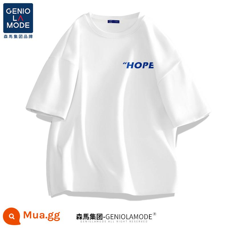 Semir Group GENIOLAMODE bé trai Áo thun nam thủy triều trắng thương hiệu cotton mùa hè quần áo nam ngắn tay - Trắng (huy hiệu rương trung thành)