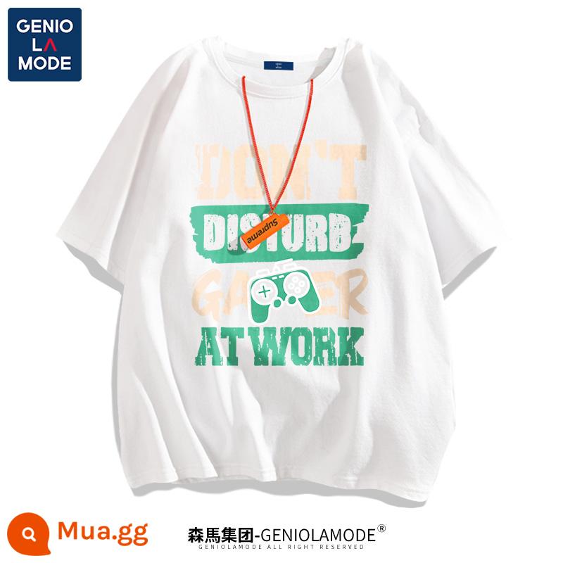 Semir Group GENIOLAMODE ngắn tay phong cách đường phố nam mùa hè cotton rộng bên trong Áo thun nam theo xu hướng - Trắng (Trò chơi Đừng làm phiền)