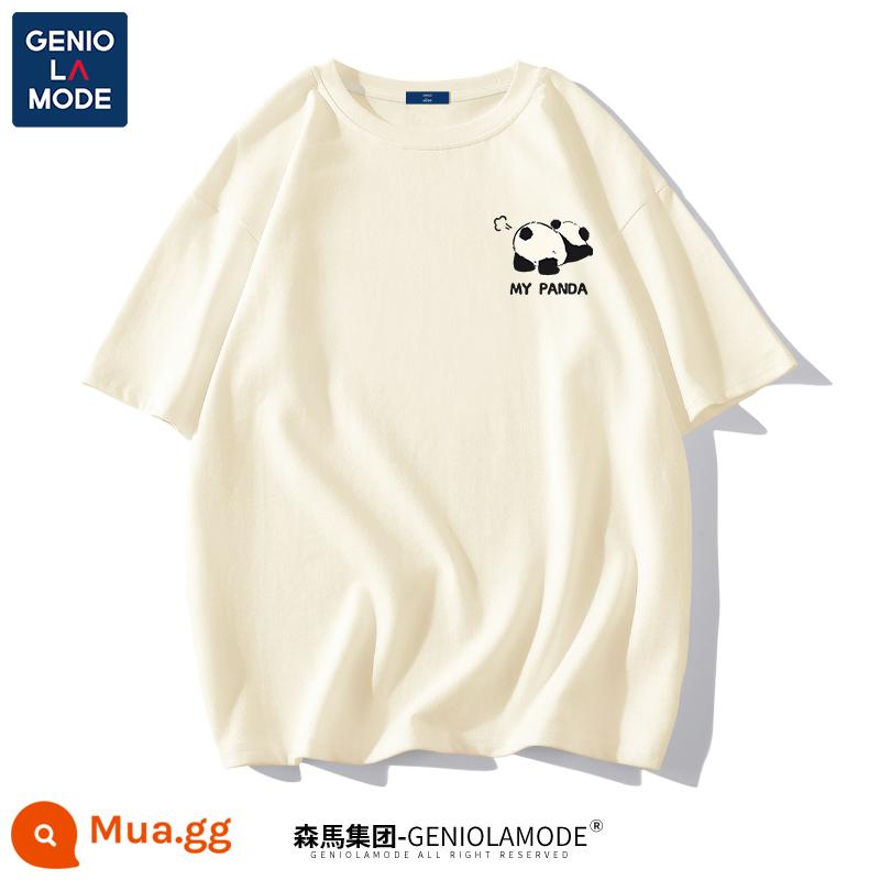 Semir Group GENIOLAMODE Áo thun gấu trúc nam nhanh khô nam lụa băng cao cấp mỏng mát mùa hè ngắn tay - Màu be nhạt (logo ngực của gấu trúc Papa)