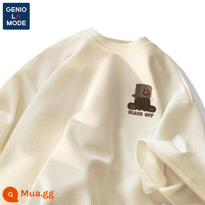 Semir Group GENIOLAMODE triều thương hiệu T-shirt nam mùa hè tuổi teen nam sinh viên waffle nam ngắn tay - [Tay ngắn] Màu trắng sữa (Logo ngực hộp gấu)