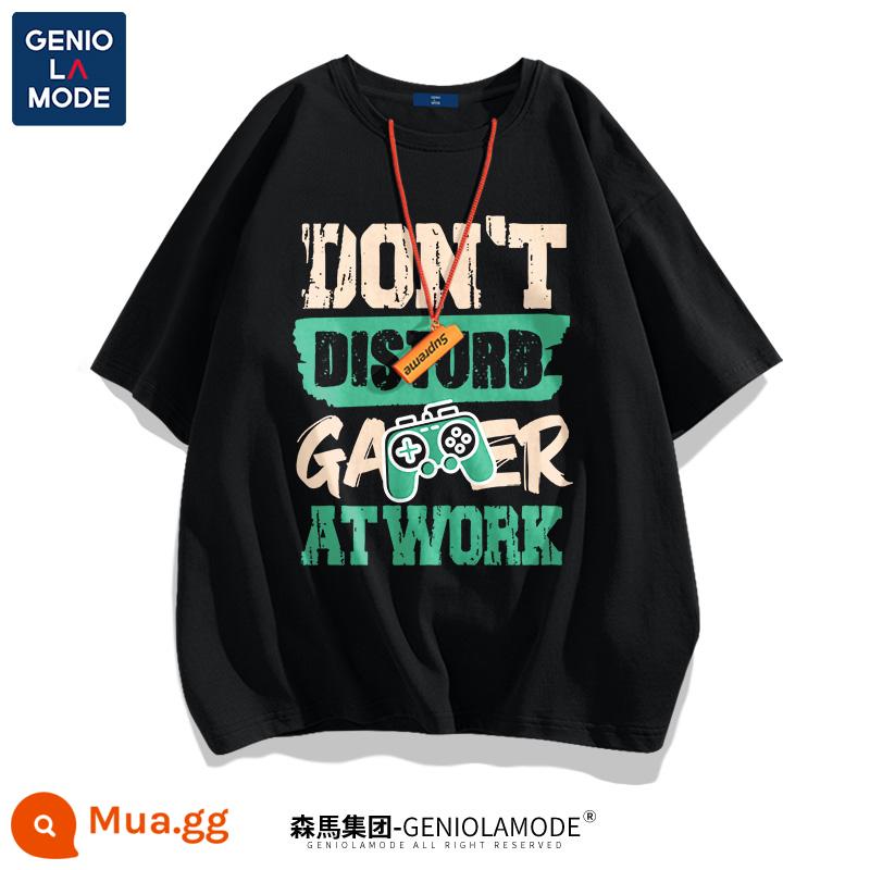 Semir Group GENIOLAMODE ngắn tay phong cách đường phố nam mùa hè cotton rộng bên trong Áo thun nam theo xu hướng - Đen (Trò chơi Không làm phiền)