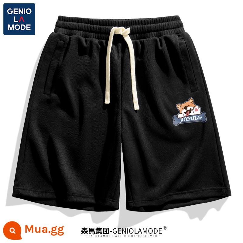 Tập đoàn Semir GENIOLAMODE quần short nam học sinh trung học thể thao Nhật Bản nặng mùa hè bóng rổ nam quần năm điểm - Đen (Nhãn quần Corgi hạnh phúc)