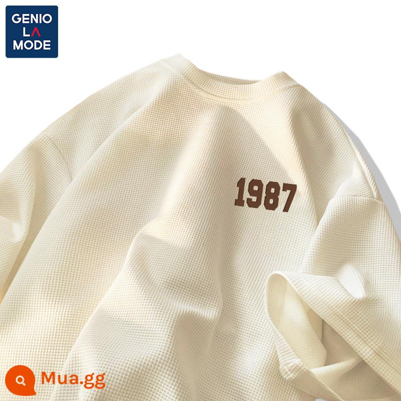 Semir Group GENIOLAMODE triều thương hiệu T-shirt nam mùa hè tuổi teen nam sinh viên waffle nam ngắn tay - [Tay ngắn] Màu trắng sữa (logo ngực thời đại g)