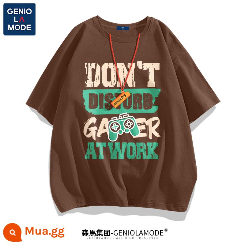 Semir Group GENIOLAMODE ngắn tay phong cách đường phố nam mùa hè cotton rộng bên trong Áo thun nam theo xu hướng - màu cà phê (trò chơi không làm phiền)