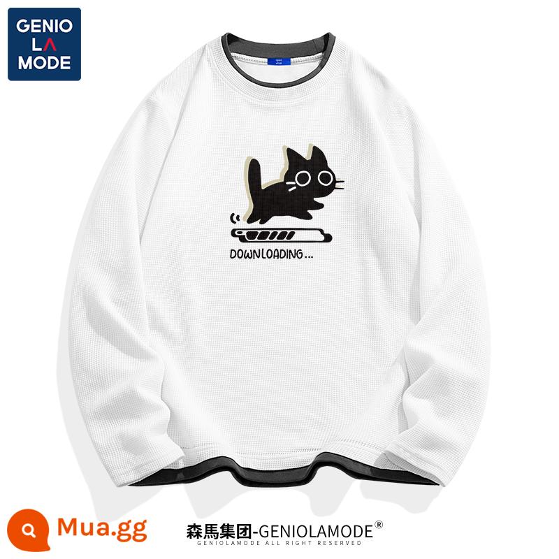 Semir Group GENIOLAMODE triều thương hiệu T-shirt nam mùa hè tuổi teen nam sinh viên waffle nam ngắn tay - [Tay dài] Trắng (Mèo trúng thầu)