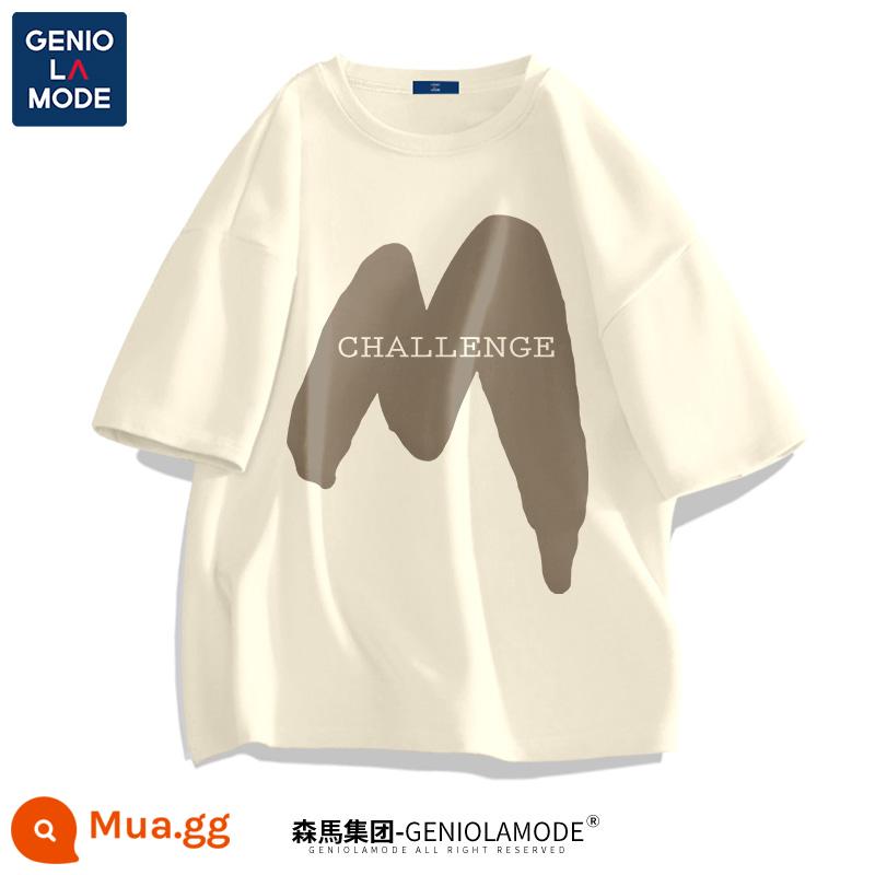 Semir Group GENIOLAMODE Áo thun cotton nam ngắn tay đường phố mùa hè dành cho nam hợp thời trang dành cho nam - Màu be nhạt (lớn rất lớn mm)