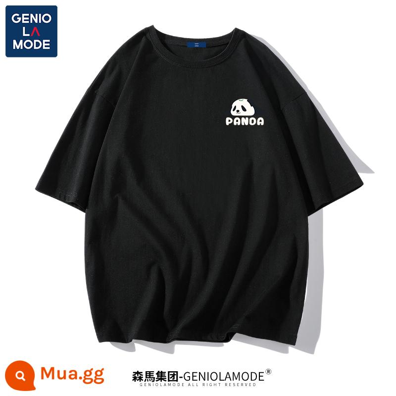 Semir Group GENIOLAMODE Áo thun gấu trúc nam nhanh khô nam lụa băng cao cấp mỏng mát mùa hè ngắn tay - Màu đen (logo ngực gấu trúc)