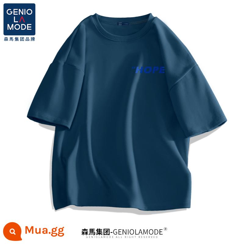 Semir Group GENIOLAMODE bé trai Áo thun nam thủy triều trắng thương hiệu cotton mùa hè quần áo nam ngắn tay - Azure (huy hiệu ngực trung thành)