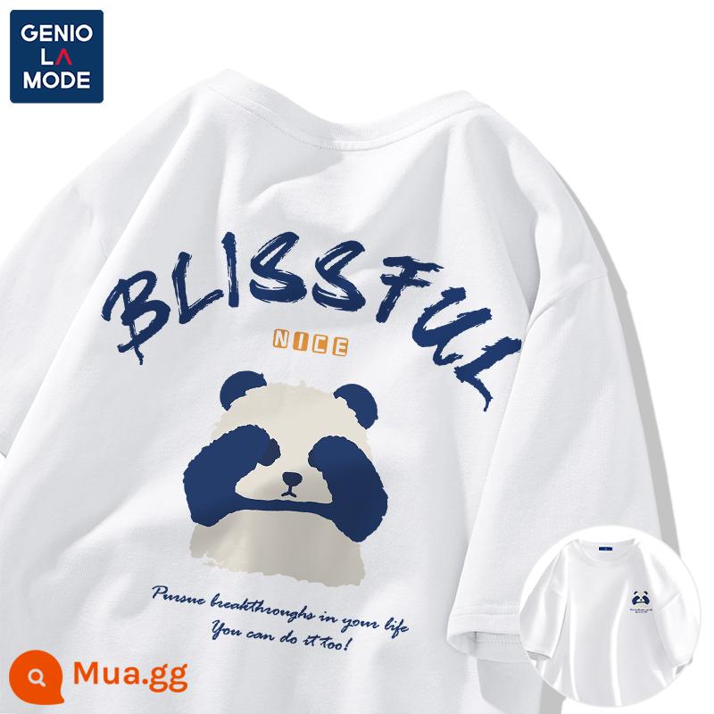 Semir Group GENIOLAMODE áo thun nam ngắn tay xu hướng mùa hè áo thun cotton nam sinh viên mỏng - Trắng (Nhãn ngực Panda Xiansen_Nhãn sau Panda Xiansen khổng lồ)