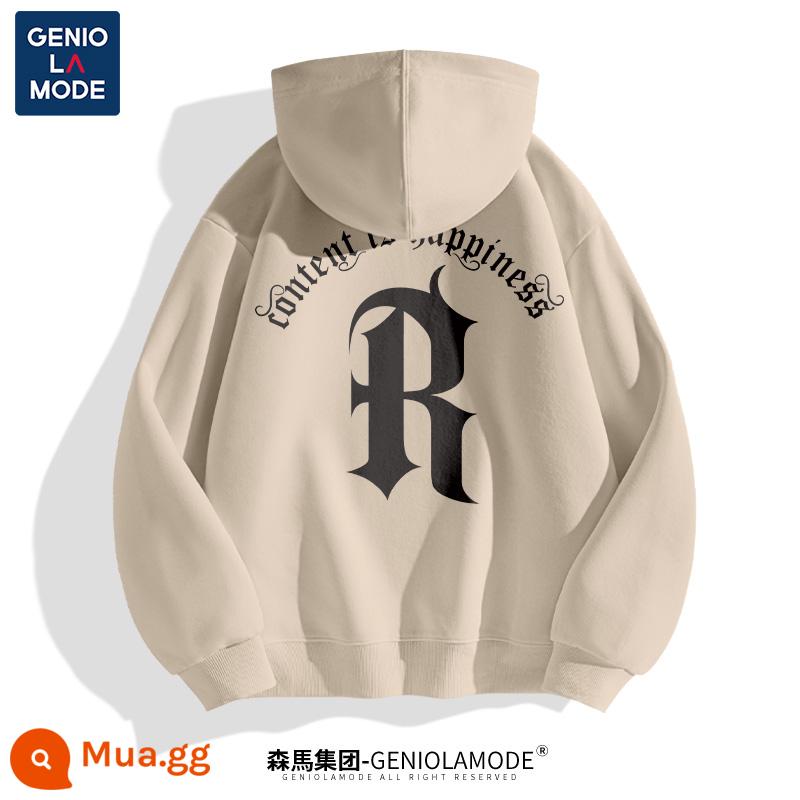 Semir Group GENIOLAMODE gốc Mỹ có mũ trùm đầu áo khoác nam dày dặn màu xám mùa thu đông - Khaki (phông chữ cổ điển màu đen chiến thắng bid_nhãn mặt sau phông chữ cổ điển lớn màu đen)