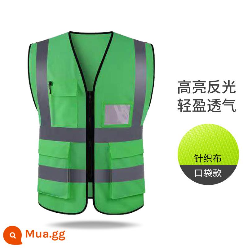 Aoyou áo phản quang an toàn công trường xây dựng vest công nhân vệ sinh giao thông quần áo huỳnh quang in lưới - túi cỏ xanh