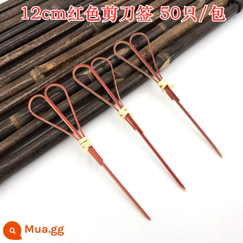 Bản hợp đồng trái cây dùng một lần ký tên Sandwich Fork Art có chữ ký của Sugar Bánh B tre Burger - Cuốc cắt kéo đỏ 12cm (50 cái)