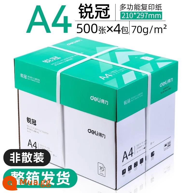 Giấy photocopy Deli A4 in giấy trắng 70g nguyên hộp 5 bao bì Giấy A4 500 tờ giấy in 80g giấy văn phòng giấy nháp học sinh dùng giấy photocopy a4 hộp 1 hộp Sharp crown [2101] - [Ruiguan 70g] Một hộp 4 gói (vận chuyển trong bao bì nhựa)