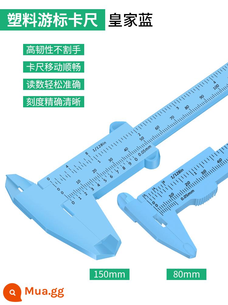 Nhựa Vernier Caliper có độ chính xác cao hộ gia đình mini nhỏ văn học chơi quả óc chó trang sức sinh viên công cụ đo thước nhỏ - Caliper nhựa xanh hoàng gia [150+80mm]