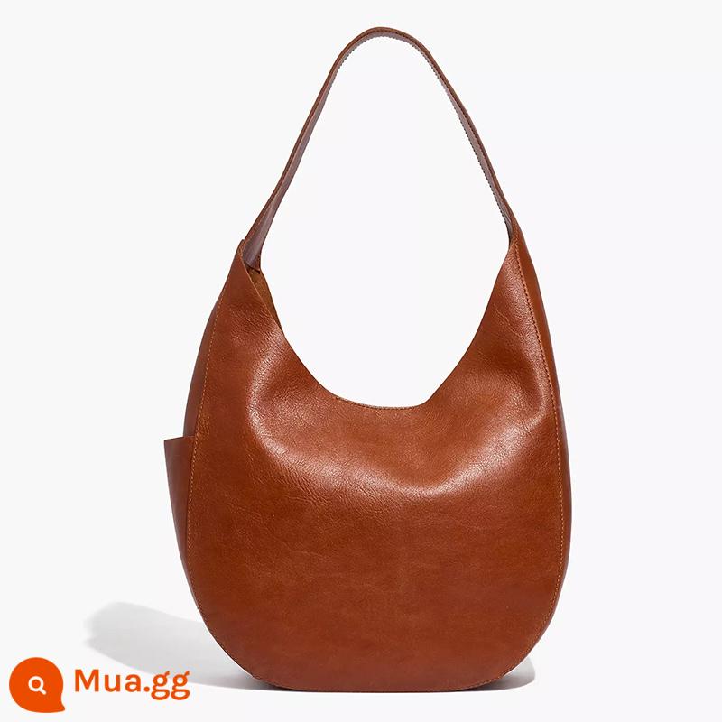 Medwell's Netharm Bag Balling Túi mua sắm lớn Lớp đầu bò 2022 Túi mới Tote Phụ nữ lớn - Màu nâu kích thước lớn 38,7 * 31,7 * 10,8cm