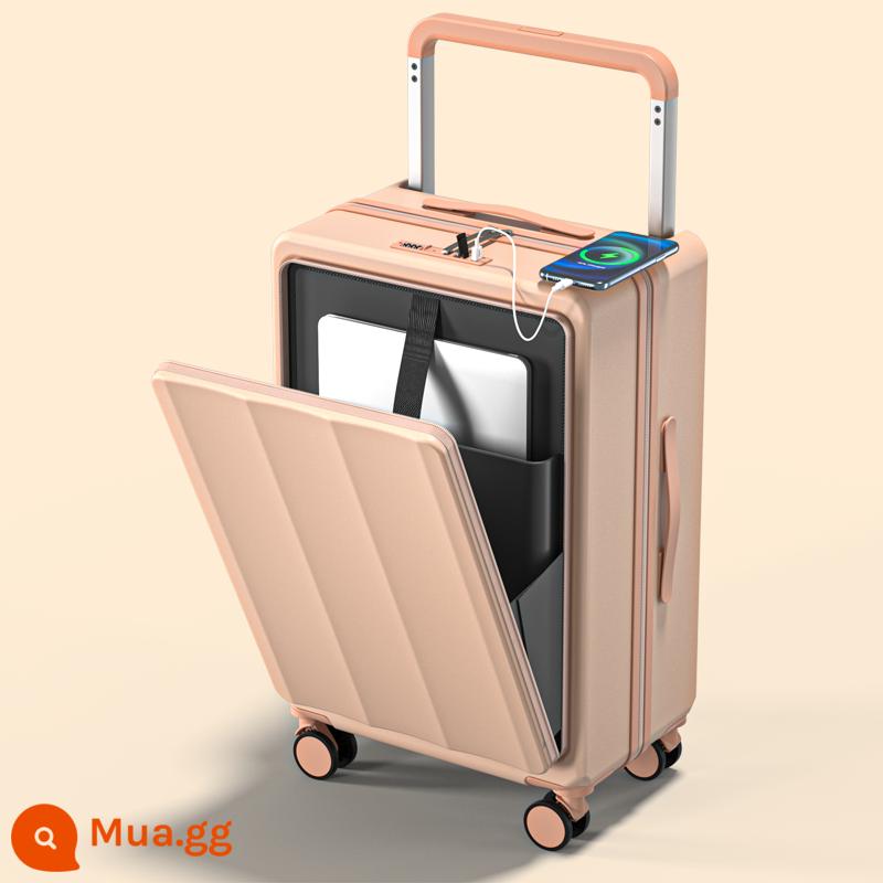 Vali xe đẩy rộng mở trước cho nữ, Vali da du lịch mật khẩu bền 24 inch đa năng, sức chứa lớn 26 nam - Bột Cornus officinalis [mở phía trước + thanh buộc rộng] 933#