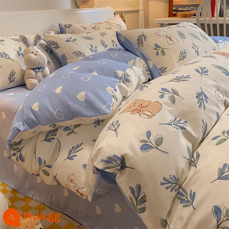 Cotton nguyên chất vỏ chăn đơn mảnh 100 cotton dày 180cm vỏ chăn đơn 150x200x230 ký túc xá 1.5m chăn - thỏ rừng