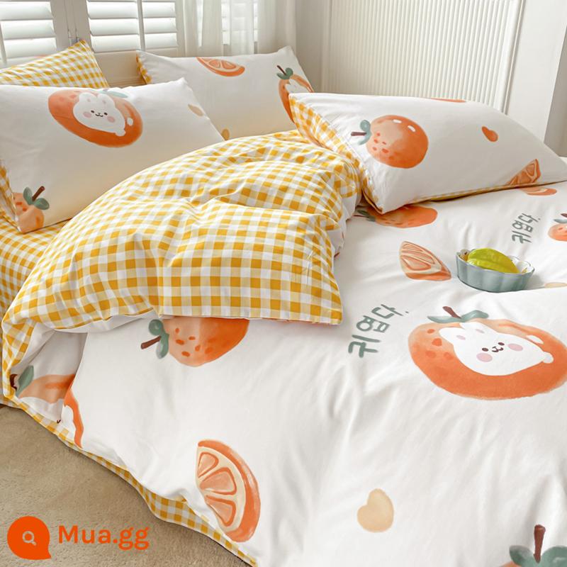 Cotton nguyên chất vỏ chăn đơn mảnh 100 cotton dày 180cm vỏ chăn đơn 150x200x230 ký túc xá 1.5m chăn - đầy cam