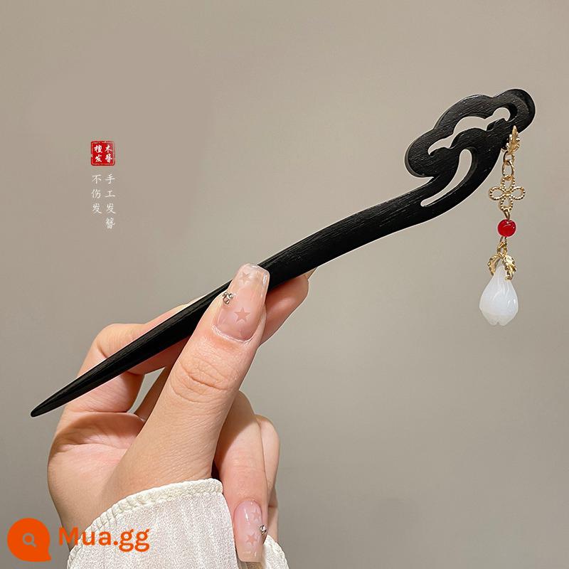 Hanfu tóc giả bun Mới phong cách Trung Quốc kiểu tóc đuôi ngựa phong cách tóc giả túi cổ trang phục tóc giả sườn xám bun mũ nón tóc giả phong cách cổ xưa - kẹp tóc bằng gỗ 2