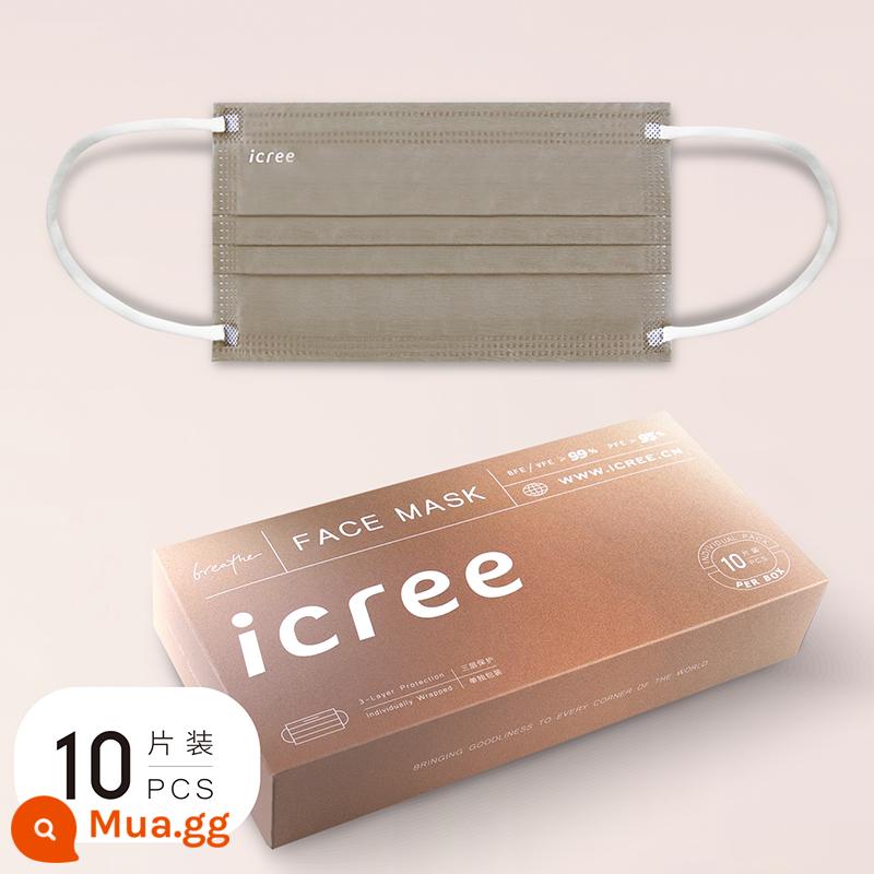 icree morandi card card màu kaki màu net ba bụi balayer -bao bì độc lập chống lại mặt nạ dùng một lần - (gói 10) cà phê nhẹ