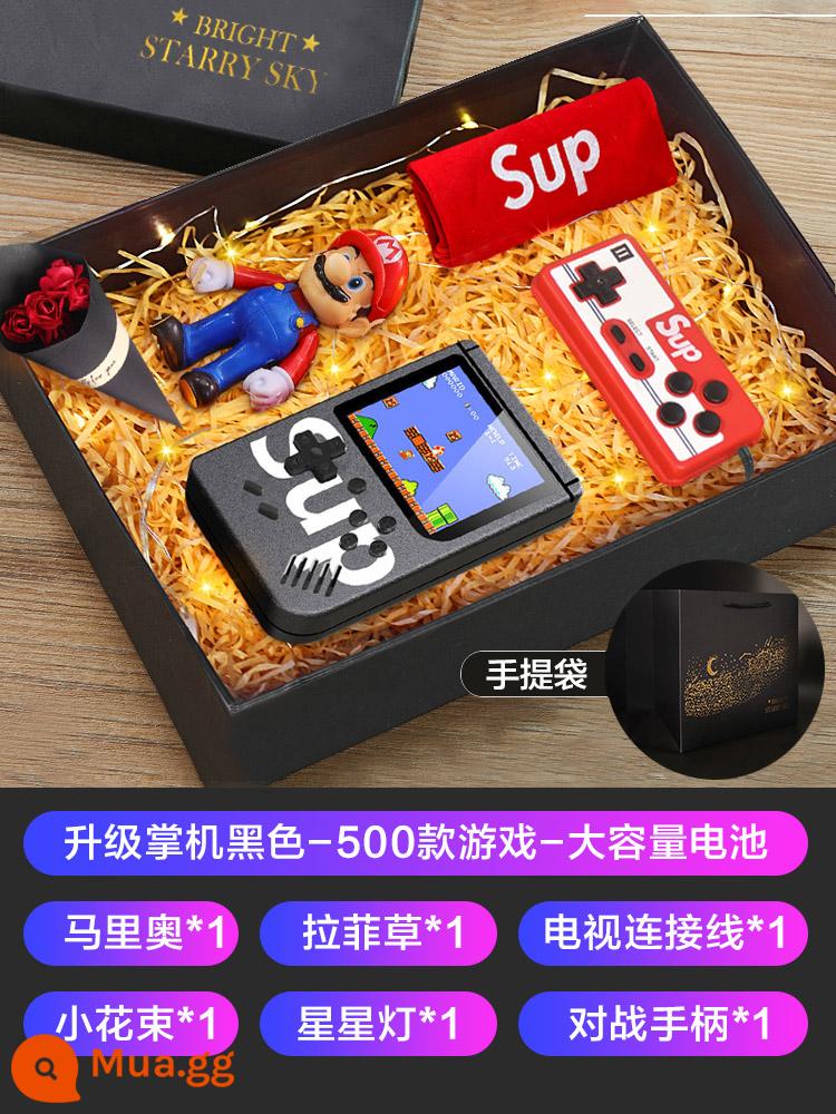 Mới sup cầm tay overlay máy chơi game cổ xưa hoài niệm tuổi thơ siêu psp Mary Tetris kết nối đôi TV cầm tay máy du lịch trẻ em cổ điển mini nhỏ cầm tay - [Hộp Quà Cao Cấp-Phiên Bản Nâng Cấp 500 Trò Chơi] Double Black [Bảo Hành 2 Năm]