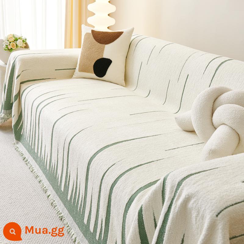 Phong Cách Bắc Âu Mùa Thu Đông Khăn Sofa Viền Sofa Vải Bốn Mùa Chống Mèo Trầy Xước Ghế Sofa Sofa chăn - Kem Time Green