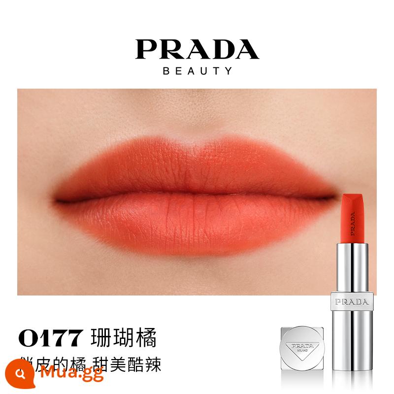 [Ưu đãi giới hạn 38] Son môi PRADA Lipstick Matte dưỡng ẩm màu nâu đỏ B03 màu nâu đất B107B101 - O177 cam san hô