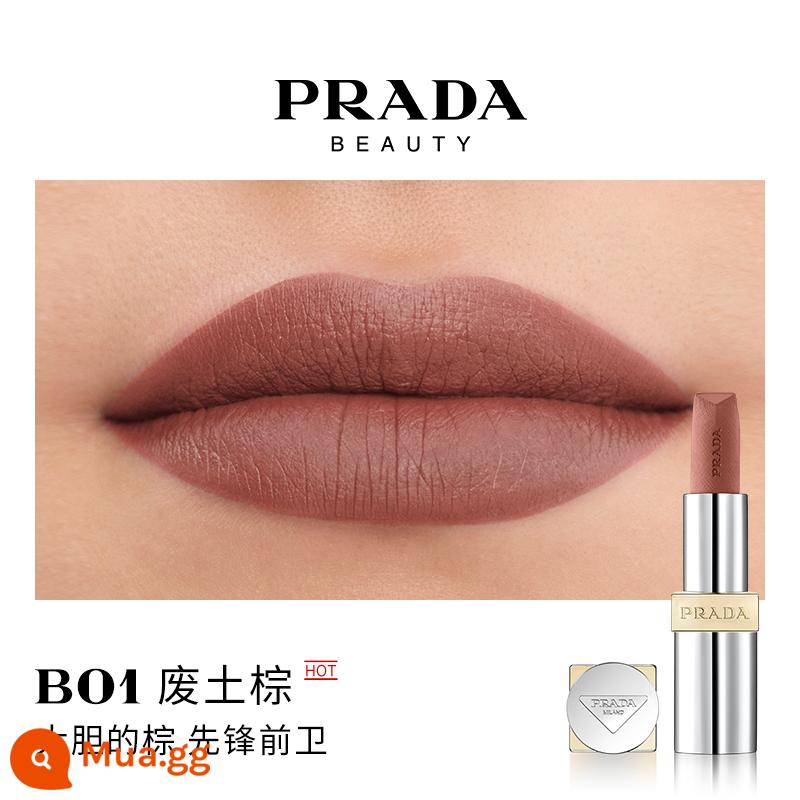 [Ưu đãi giới hạn 38] Son môi PRADA Lipstick Matte dưỡng ẩm màu nâu đỏ B03 màu nâu đất B107B101 - B01 Đất Hoang Màu Nâu